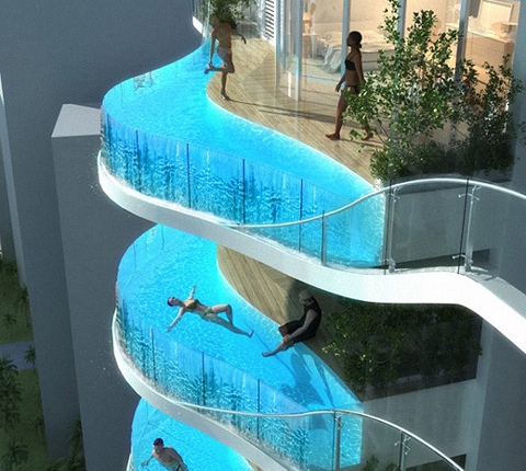 Los balcones piscina de un hotel en Bombay